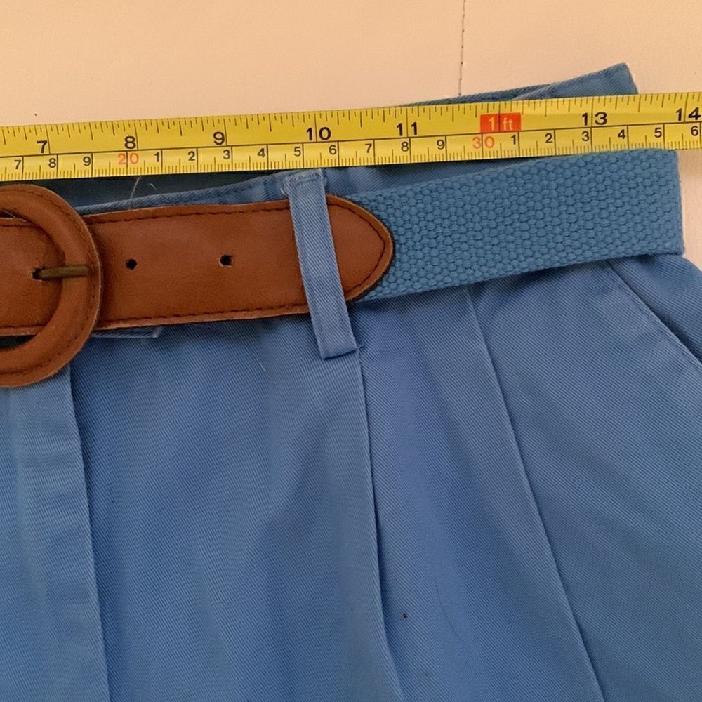 Vintage Basic Editions Cotton Blue Shorts W/ Belt Size 8 - Picture 3 of 7